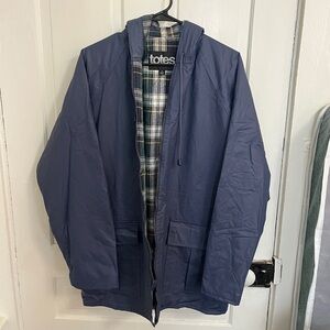 Totes Men's Blue Raincoat with Plaid Interior